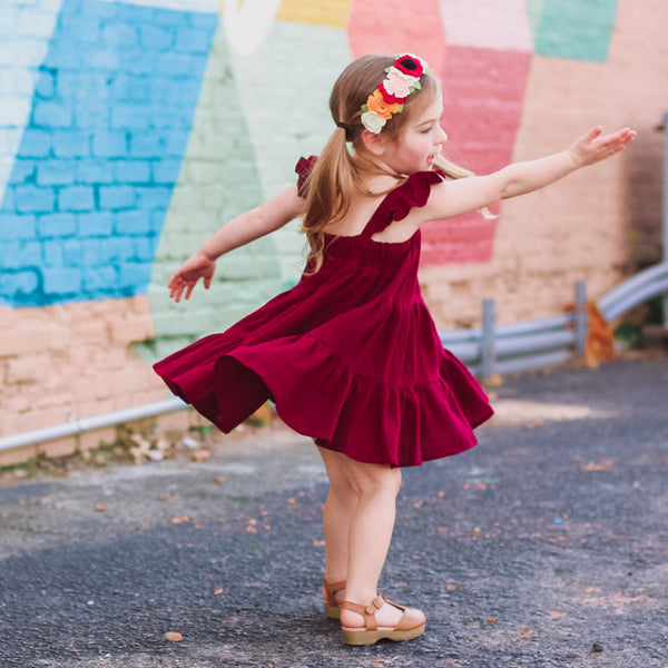 Girl's Tiered Burgundy Dress JustSheli Girl's Tiered Burgundy Dress JustSheli